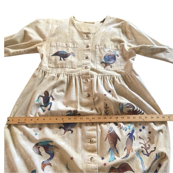 Vintage 80s Sunbelt Alchemy Artwear Dress Size Medium Art to Wear Sea Life - Picture 6 of 9